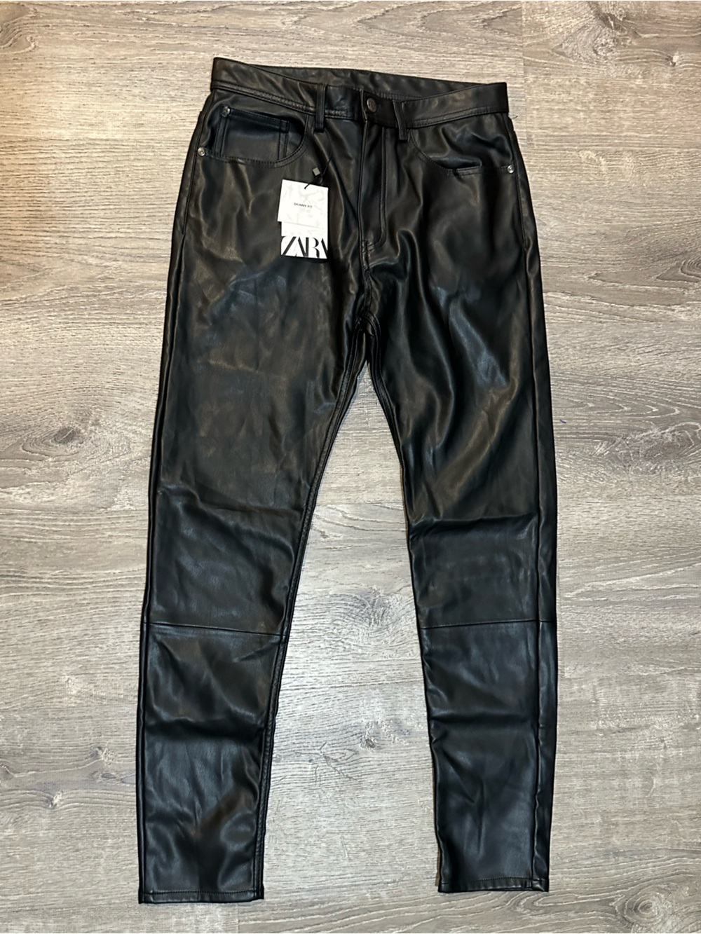Zara Black Faux Leather Skinny Pants Size 29 NWT High Rise